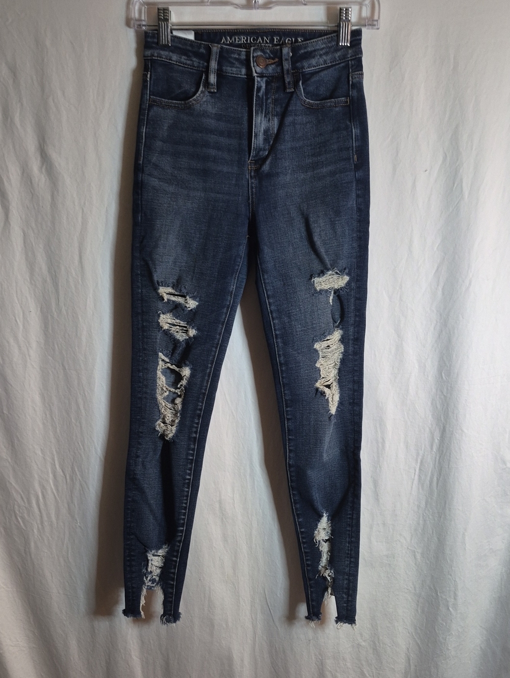 American Eagle Outfitters Dark Blue Distressed Skinny Jeans
